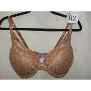Auden Underwire Brown Lace Padded Push-Up Plunge 2-Hook Bra Size 36D
